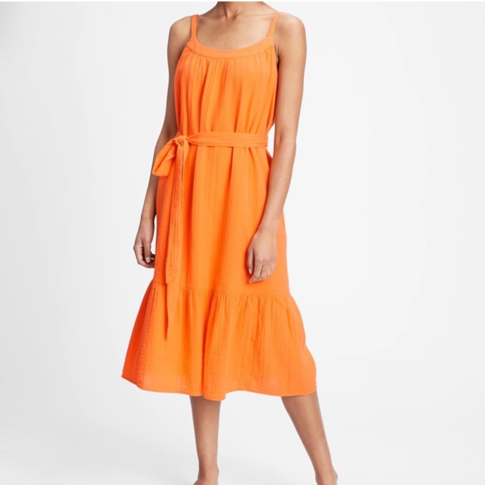 Gap Orange Tiered Midi Dress, Women’s Size Small